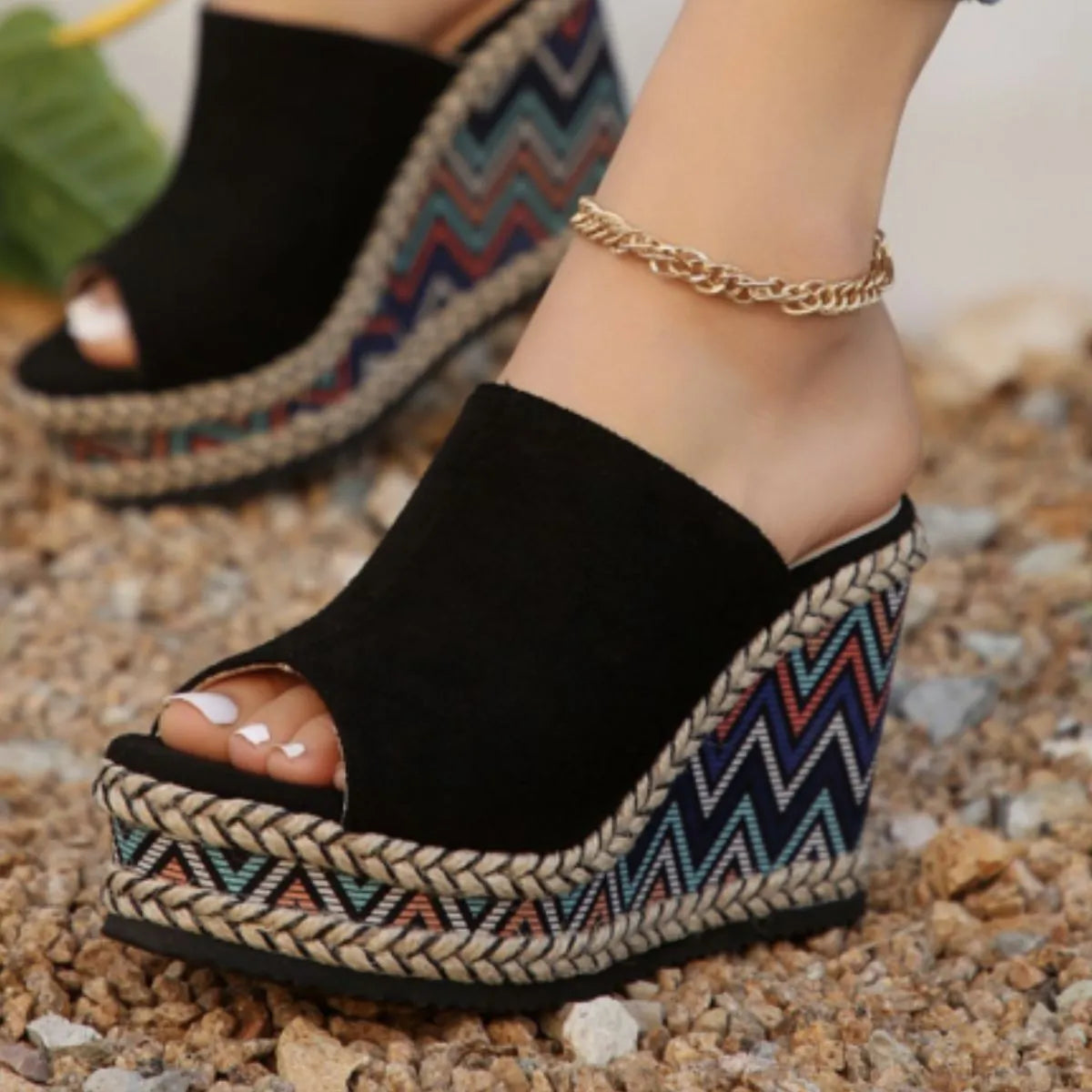 Peep Toe Wedge Sandals