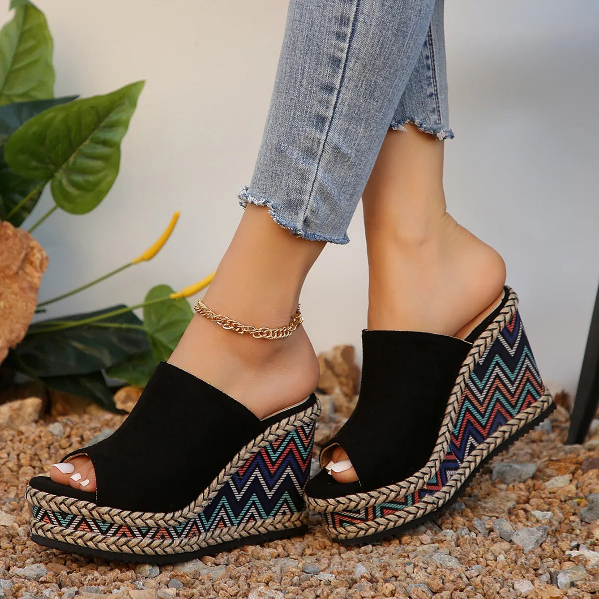 Peep Toe Wedge Sandals